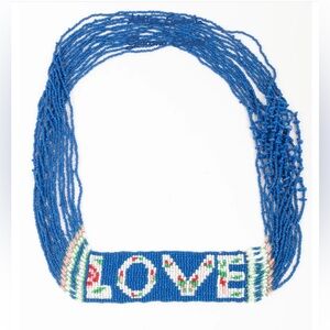 Antica Sartoria LOVE plate Cobalt Blue 💙 Green Elegant Beaded Necklace NWT